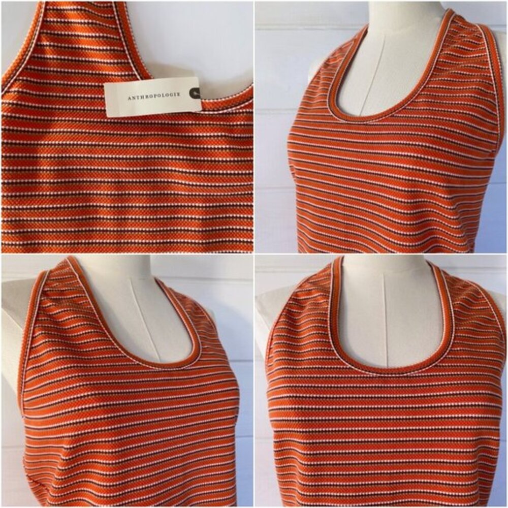 Fall Layering Anthropologie Y2K Halter Top Tank XL Orange Stripe Boho Retro 70s‎ - Picture 10 of 11
